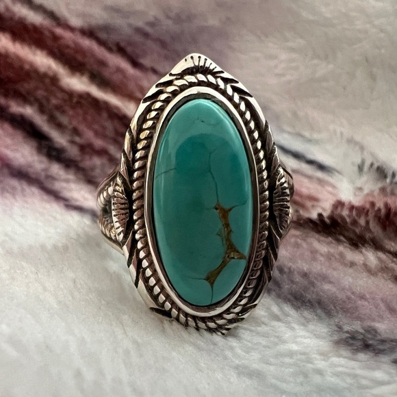 Jewelry - ❤️ Royston Turquoise Southwestern Ring Size 8 Unisex 5.4 gms Beautiful Setting
